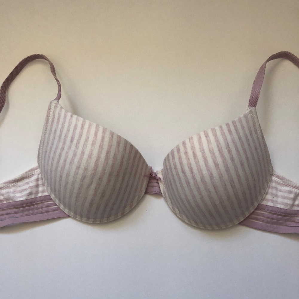 La Vie en Rose Padded Pink & White Striped Bra